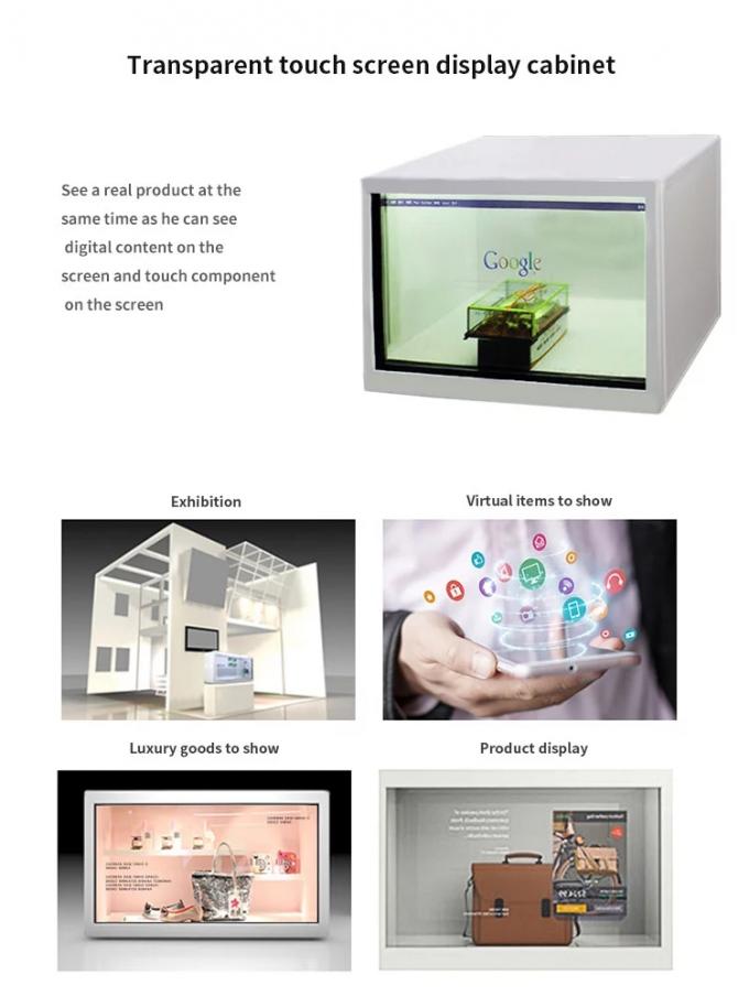 1080P Standalone Transparent LCD Display Box 55 Inch Support Multi Language