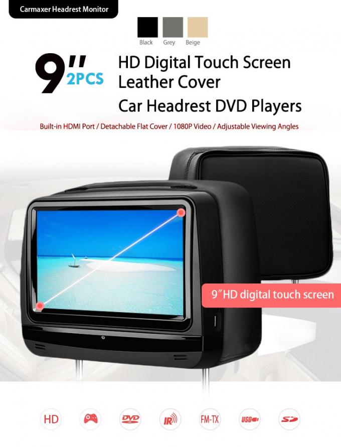 Touch Screen 9 Inch Car Roof DVD Player HD Back Seat Head Rest Monitor