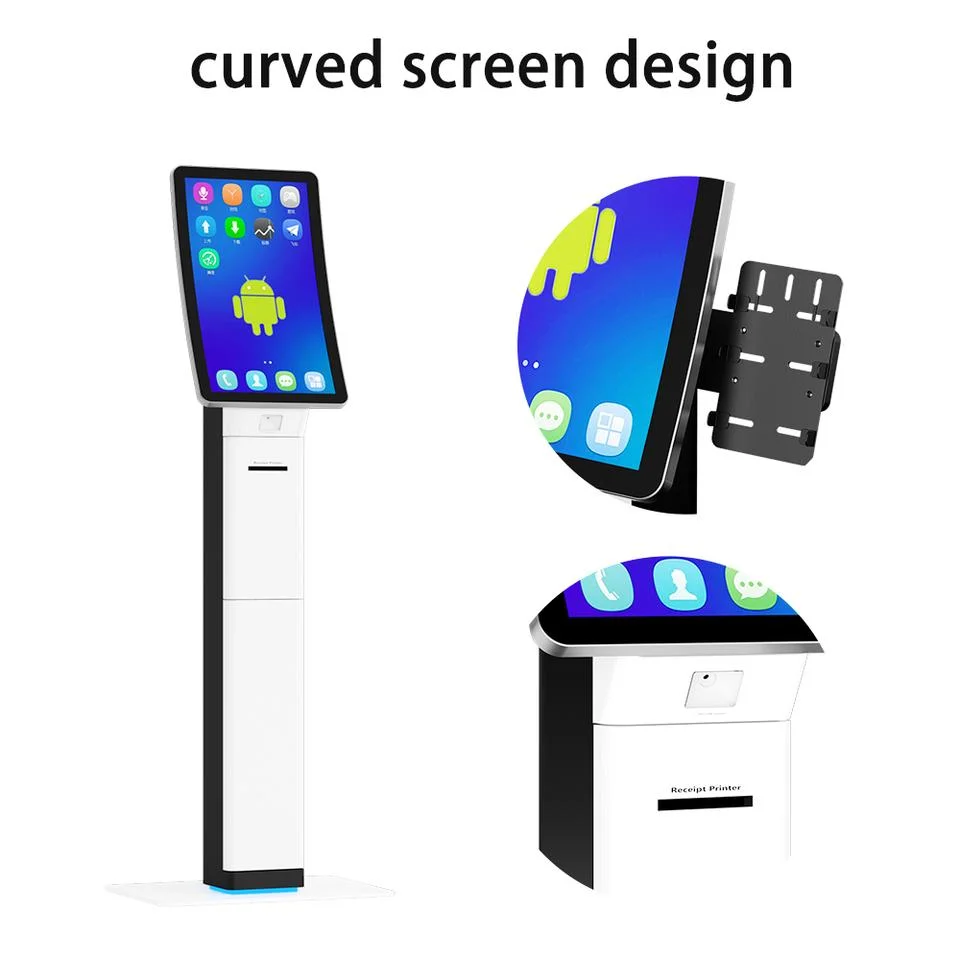 Mini Curved 23.6 Inch Self Service Kiosk Touch Screen Design Ordering for Fast Food Restaurant