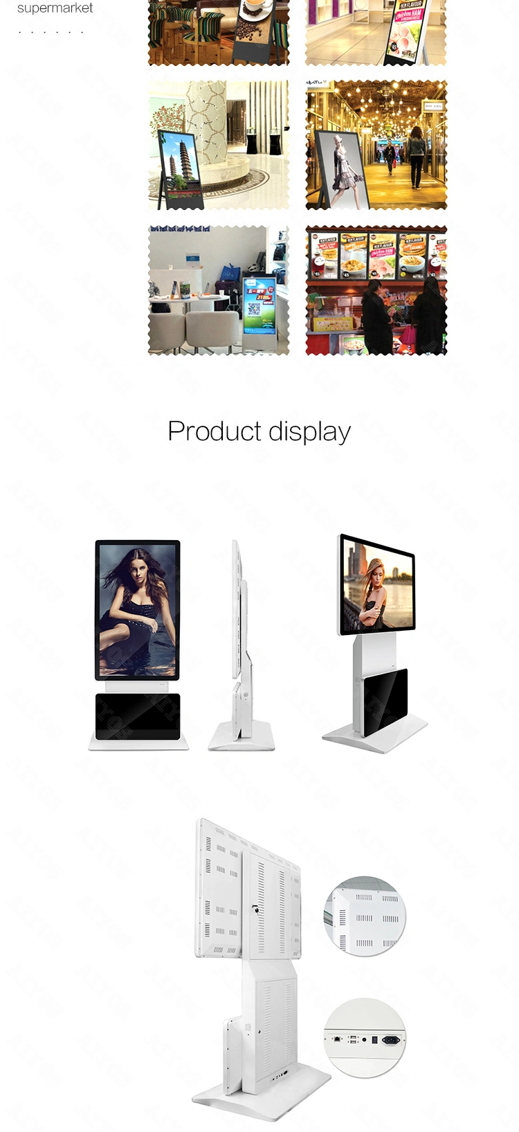 43&quot; Rotate Floor Stand 360 Digital Signage Kiosk Horizontal Totem Advertising Display