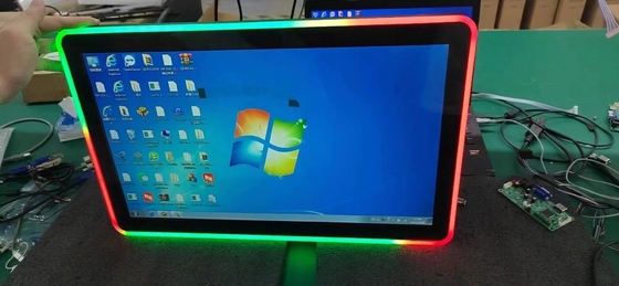 PCAP touch screen LCD monitor size from 10.1inch to 98inch with build in colorful LED lights  for game machine