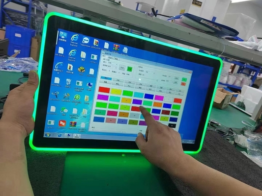 PCAP touch screen LCD monitor size from 10.1inch to 98inch with build in colorful LED lights  for game machine