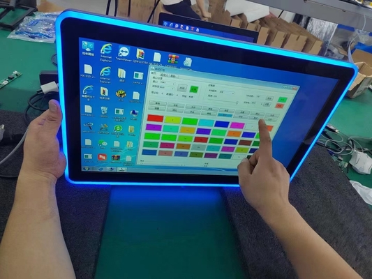 PCAP touch screen LCD monitor size from 10.1inch to 98inch with build in colorful LED lights  for game machine