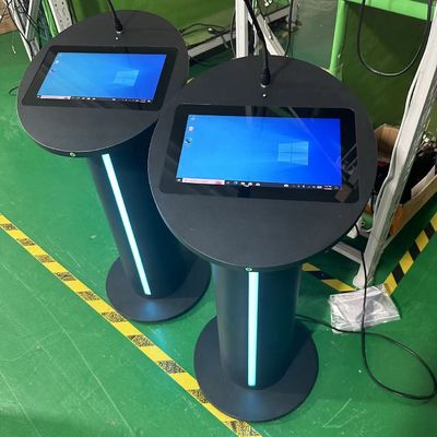 Multimedia Digital Podium 13.3inch Pcap Touch Lcd Lectern Loudspeaker Amplifier And Wireless Microphone For Meeting