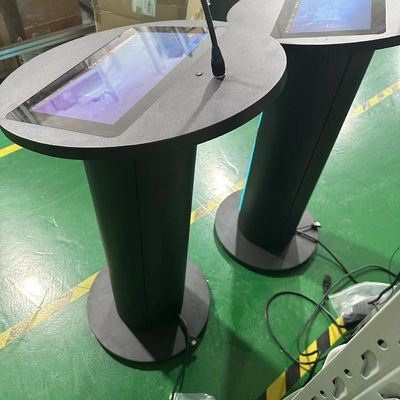 Multimedia Digital Podium 13.3inch Pcap Touch Lcd Lectern Loudspeaker Amplifier And Wireless Microphone For Meeting