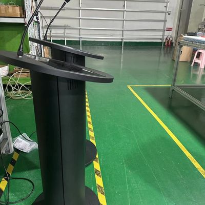 Multimedia Digital Podium 13.3inch Pcap Touch Lcd Lectern Loudspeaker Amplifier And Wireless Microphone For Meeting