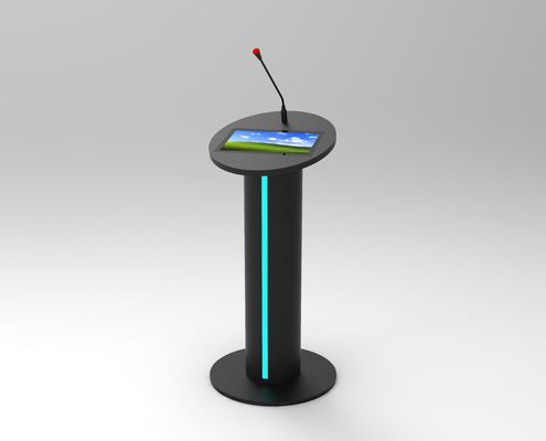 Multimedia Digital Podium 13.3inch Pcap Touch Lcd Lectern Loudspeaker Amplifier And Wireless Microphone For Meeting