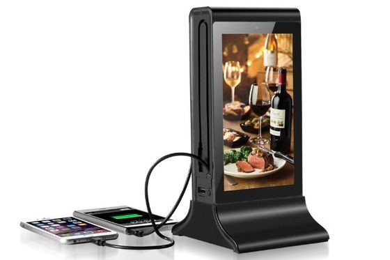 Black metal frame multi screen digital signage  Portable New Desktop Small Advertising Player with Charging Station