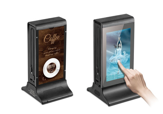 Black 10 inch High Capacity Battery Desktop Small Advertising Player with Charging Station