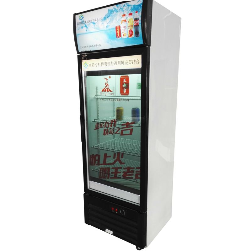 Commercial Lg Transparent Lcd Screen Refrigerator With Freezer Single Media Player