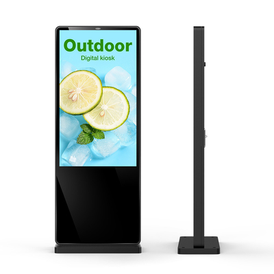 65 Inch Outdoor Floor Standing LCD Advertising Display Digital Signage 2500nits Waterproof